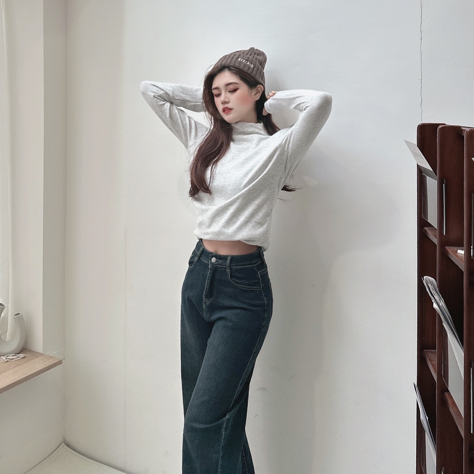 羊絨立領彈性打底衣/四色