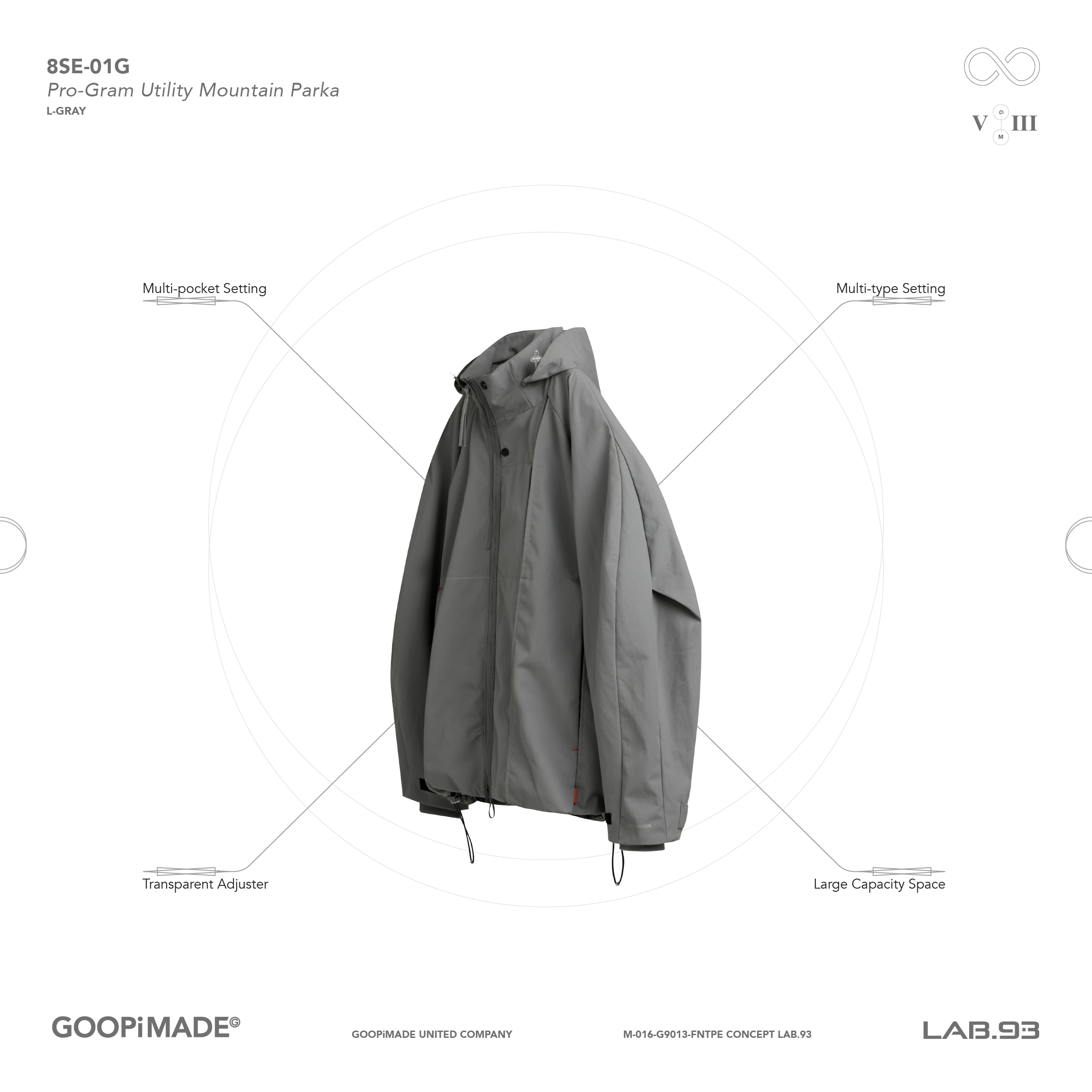 8SE-01G” Pro-Gram Utility Mountain Parka - L-Gray