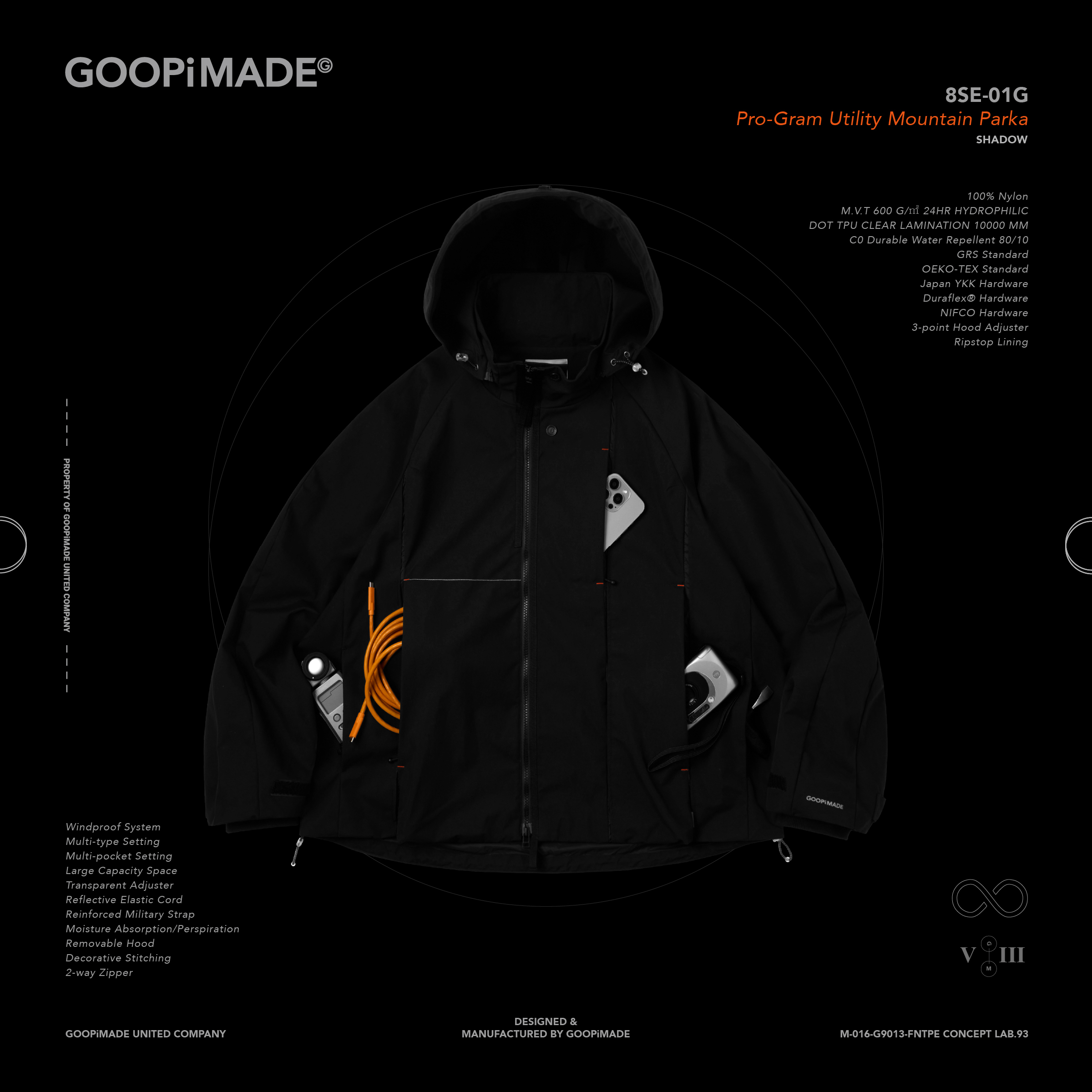 8SE-01G” Pro-Gram Utility Mountain Parka - Shadow