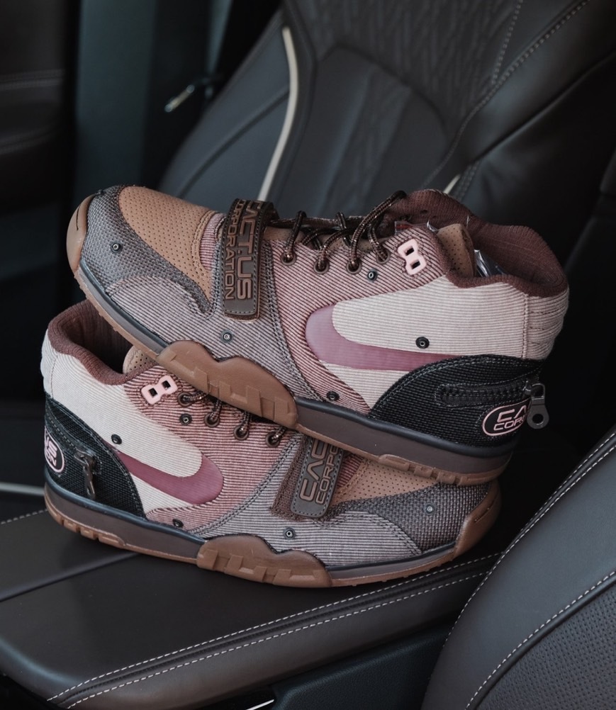 Travis Scott x CACT.US CORP x Nike Air Trainer 1 Wheat 深棕 聯名款 可拆式覆面 復古 休閒 DR7515200