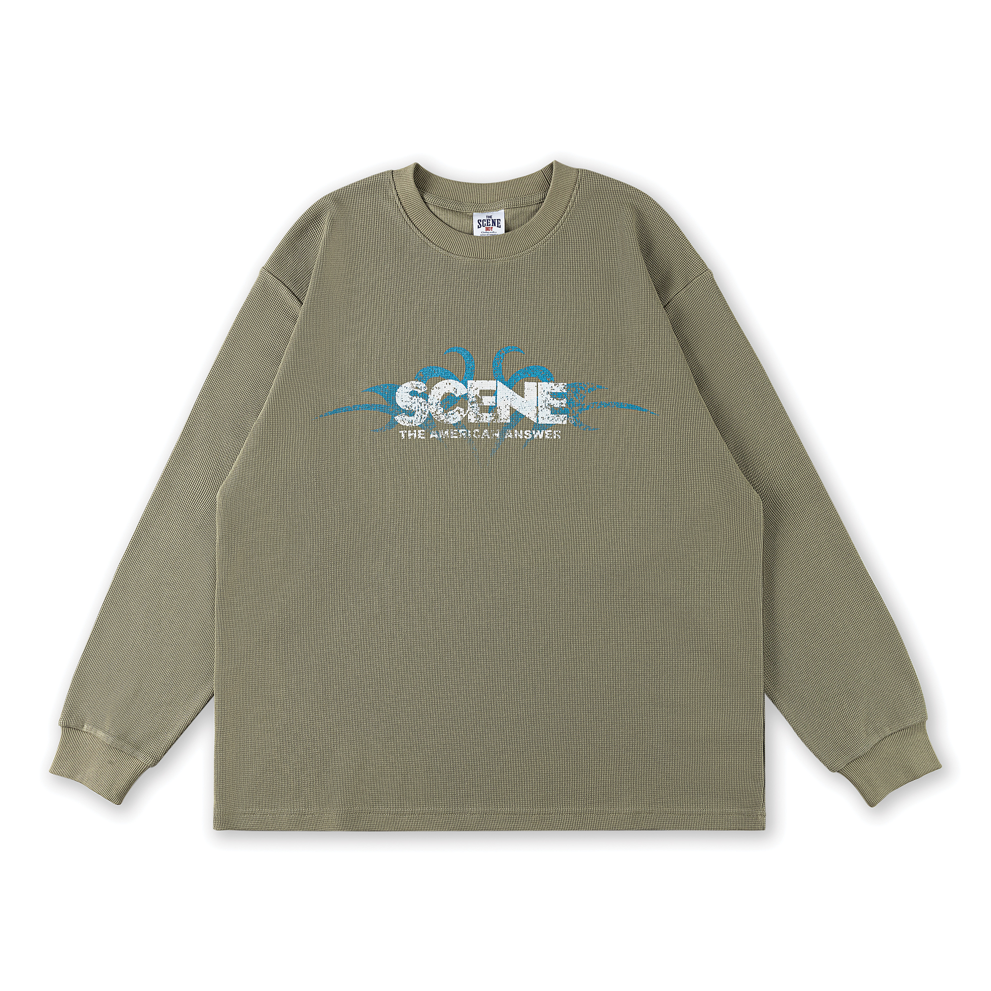 Scene Boys Waffle Long Sleeve // Green