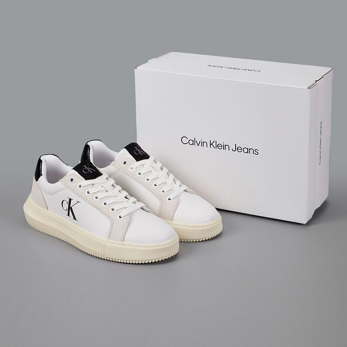 CALVIN KLEIN MALMO 厚底皮革小白鞋 杏白色