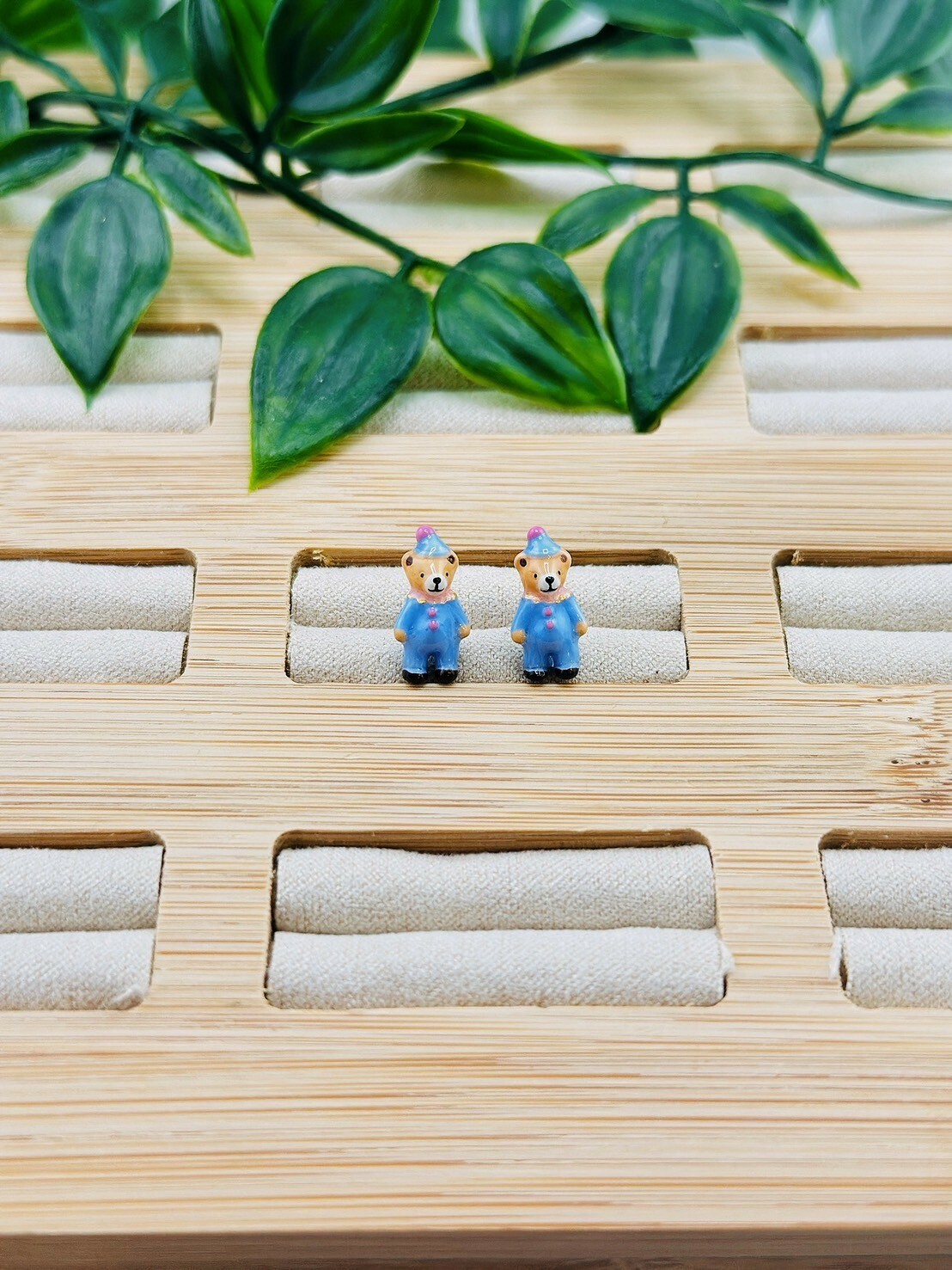 糖果色小熊耳環
