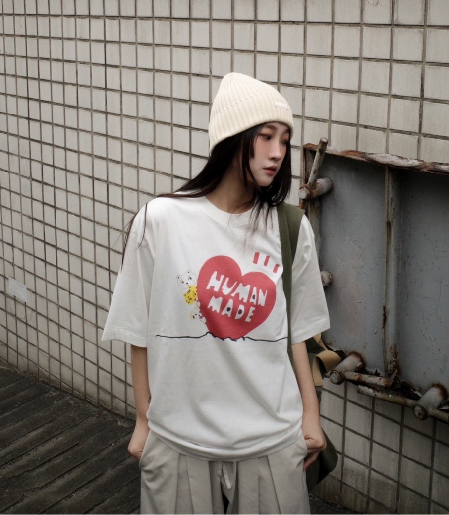 <快速出貨>HUMAN MADE 五月女 拉線 動物愛心 白色