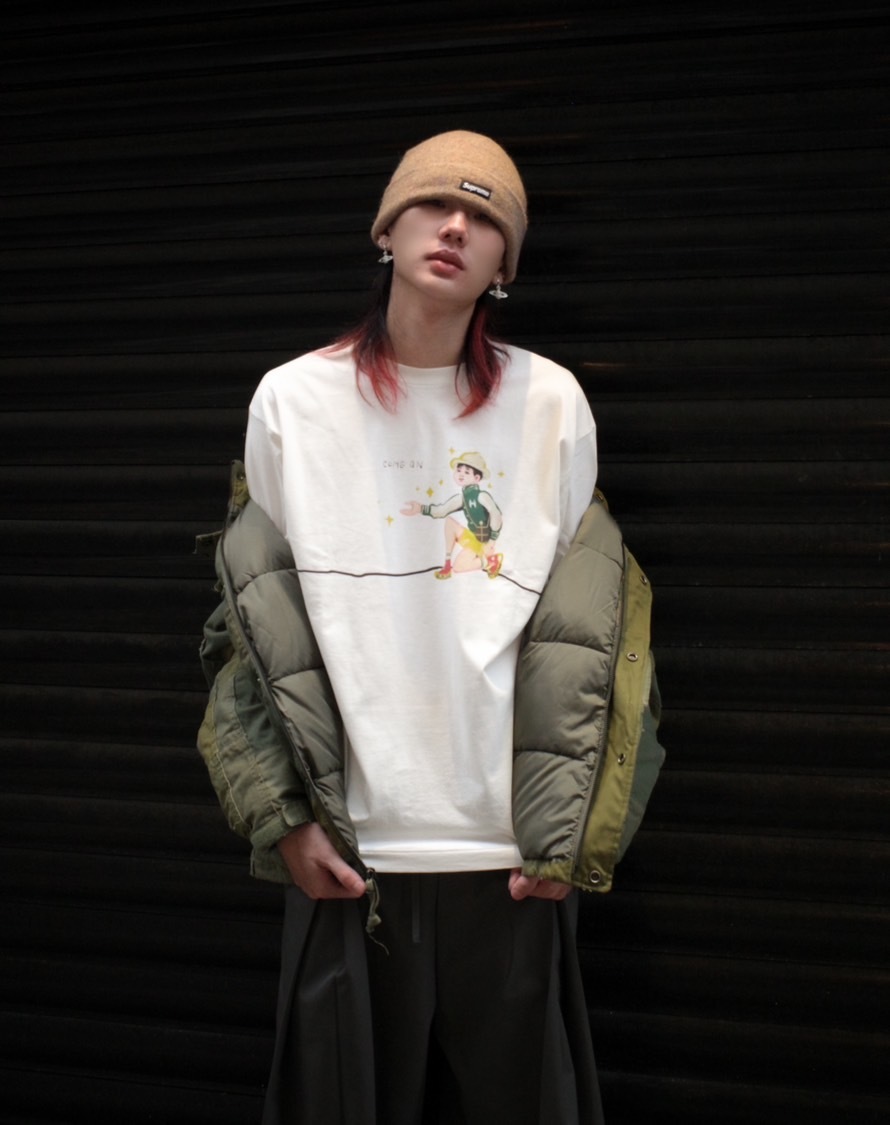 <快速出貨>HUMAN MADE 五月女 拉線 接心人 白色短袖