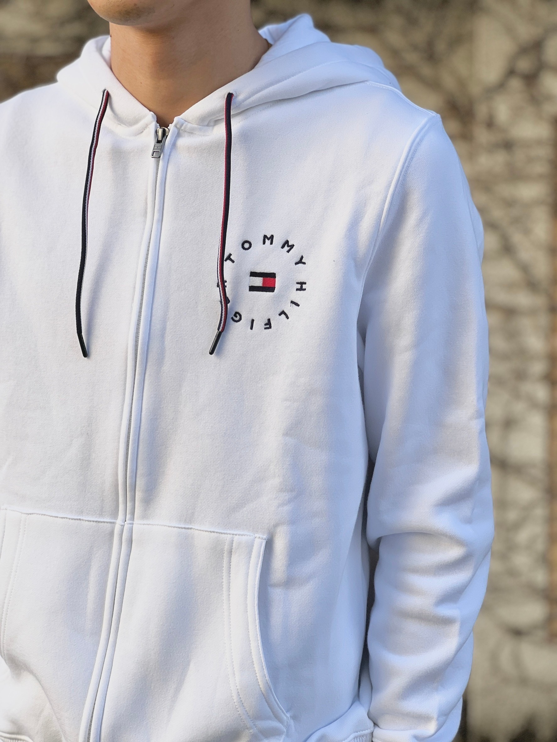 Tommy Hilfiger 側邊圓圈字母國旗 內刷毛 連帽外套 棉外套