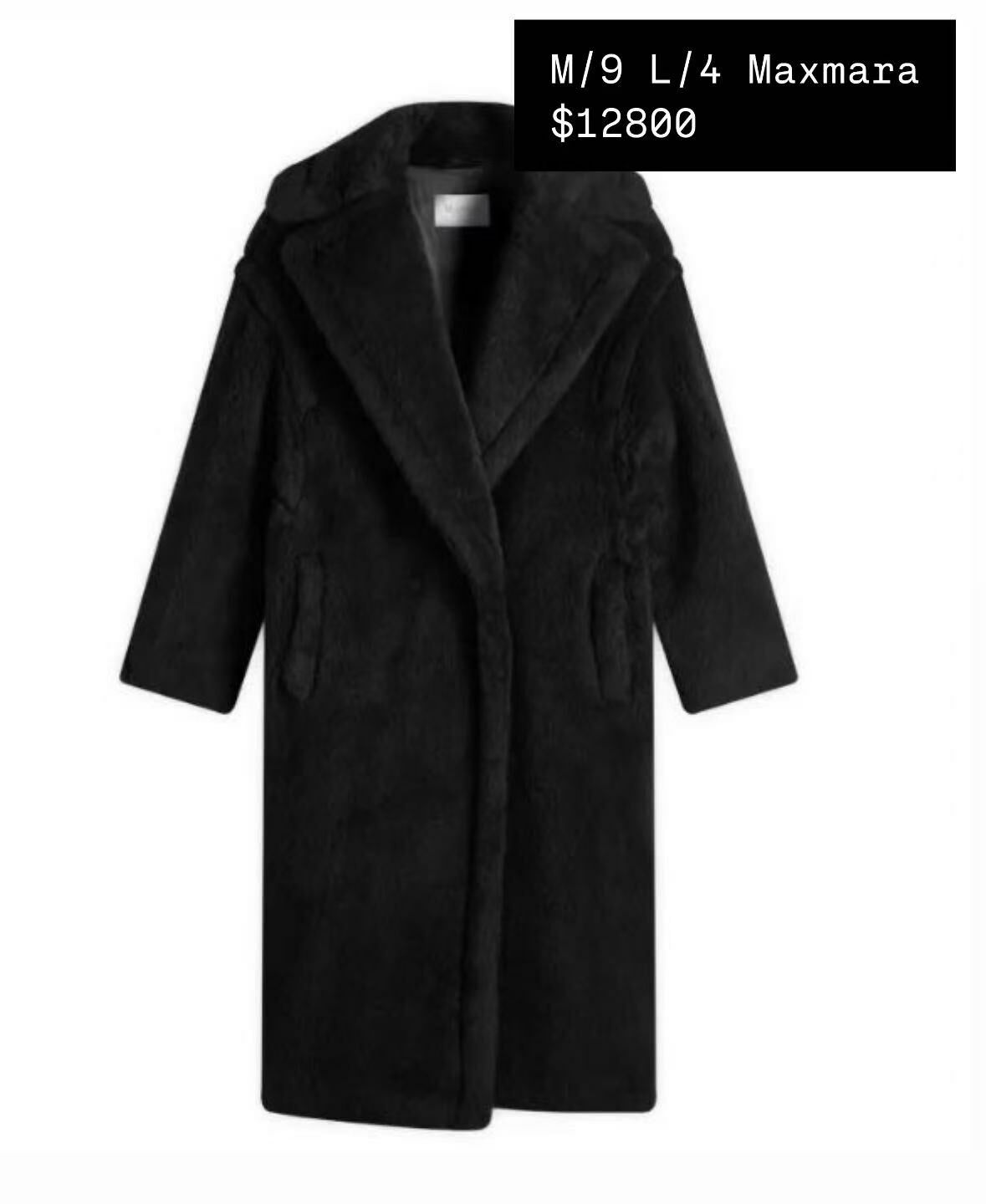 Maxmara 黑色長款毛呢大衣 -T