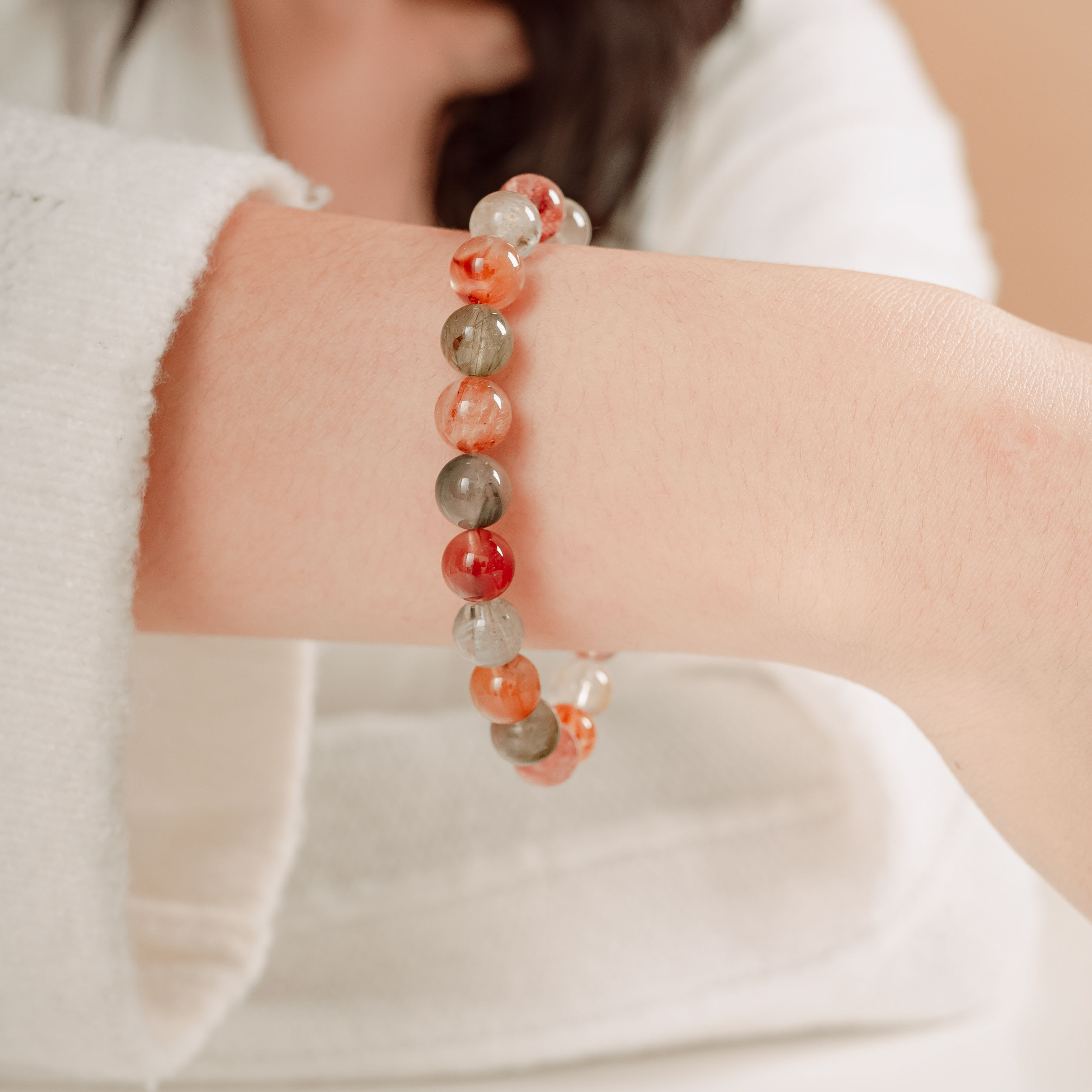 清除負能量辟邪擋煞I 彩兔毛素圈水晶手鍊