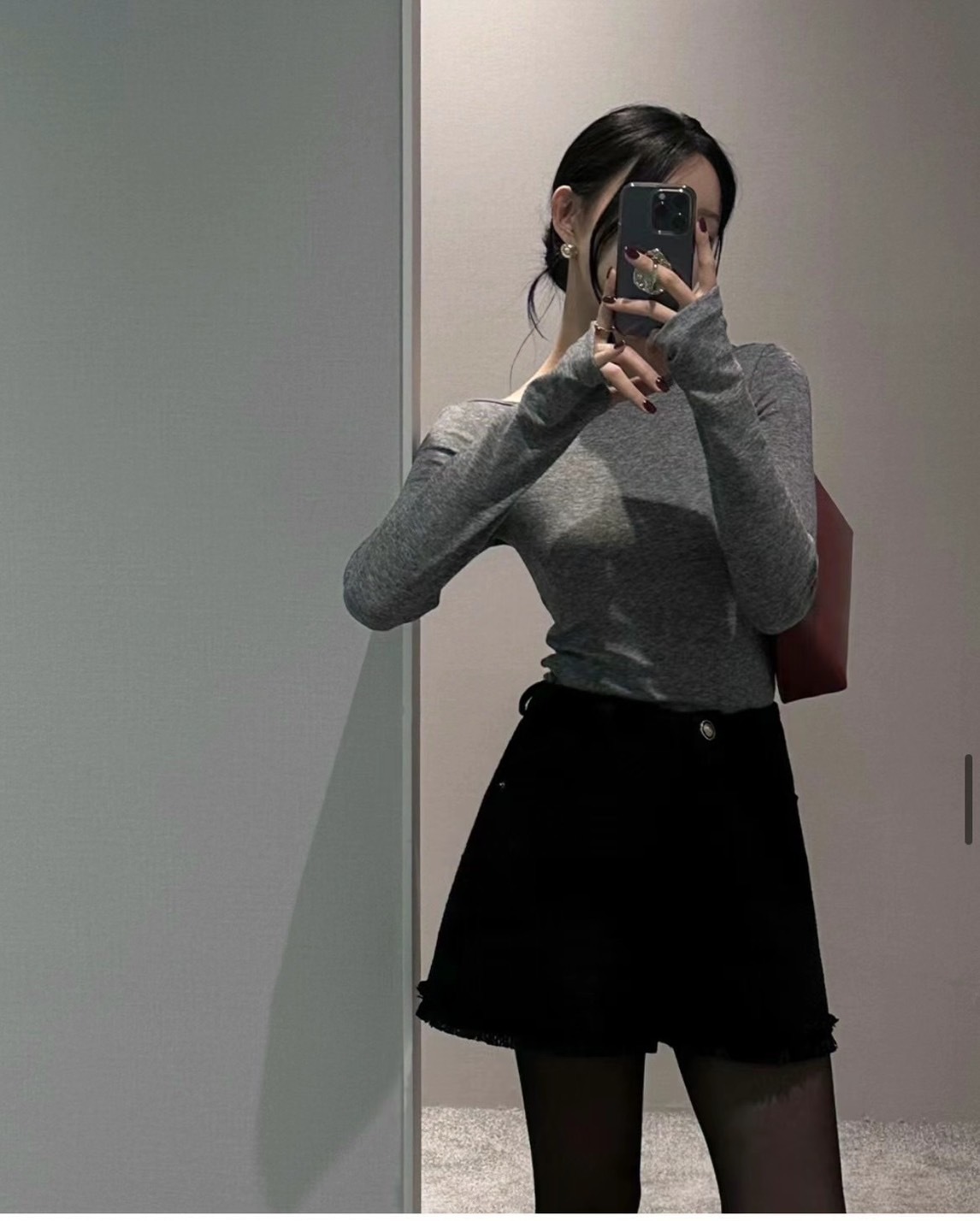 H17 超美小香毛呢短褲 S/M  (黑/白)