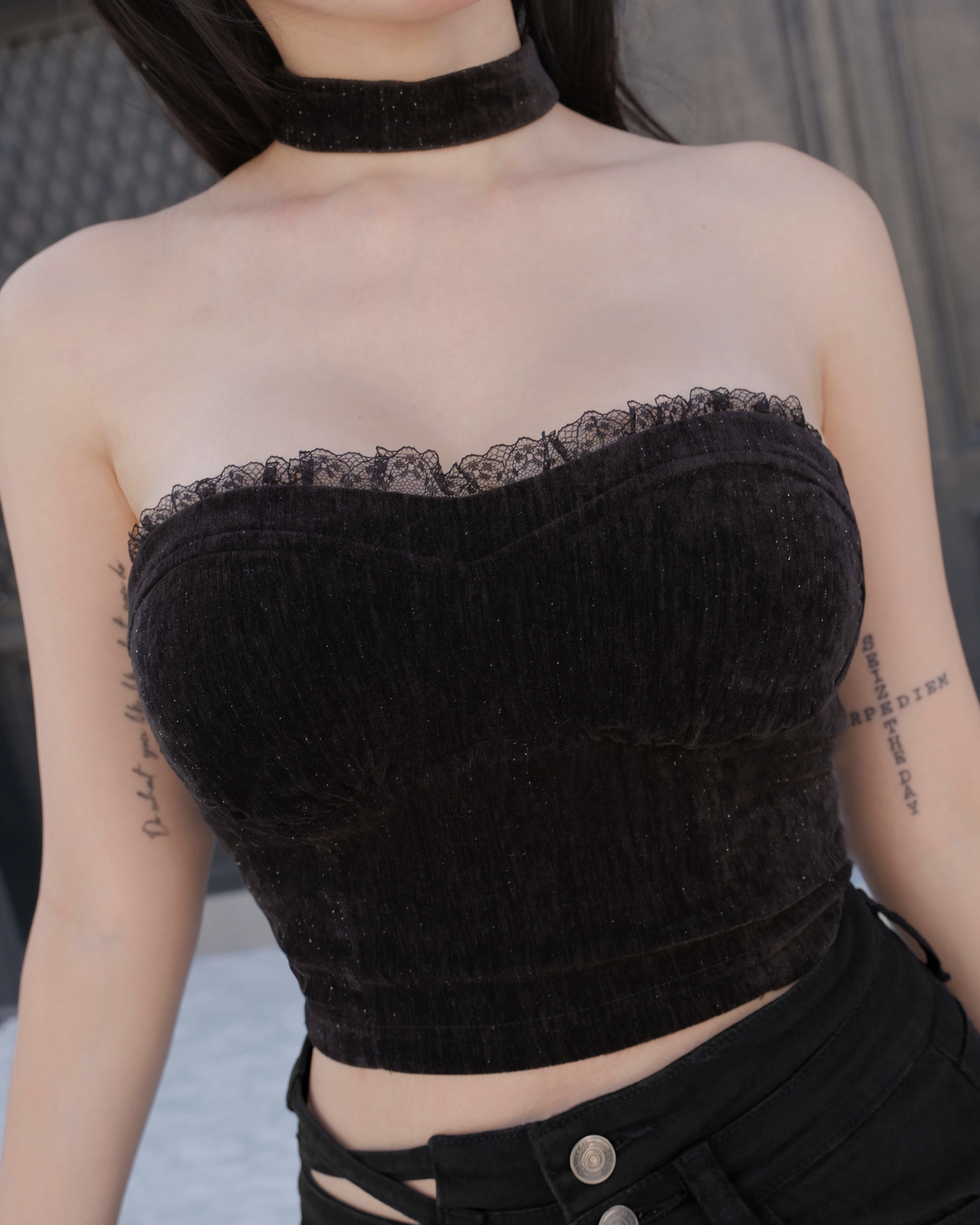 訂製-性感亮絲拼接蕾絲馬甲