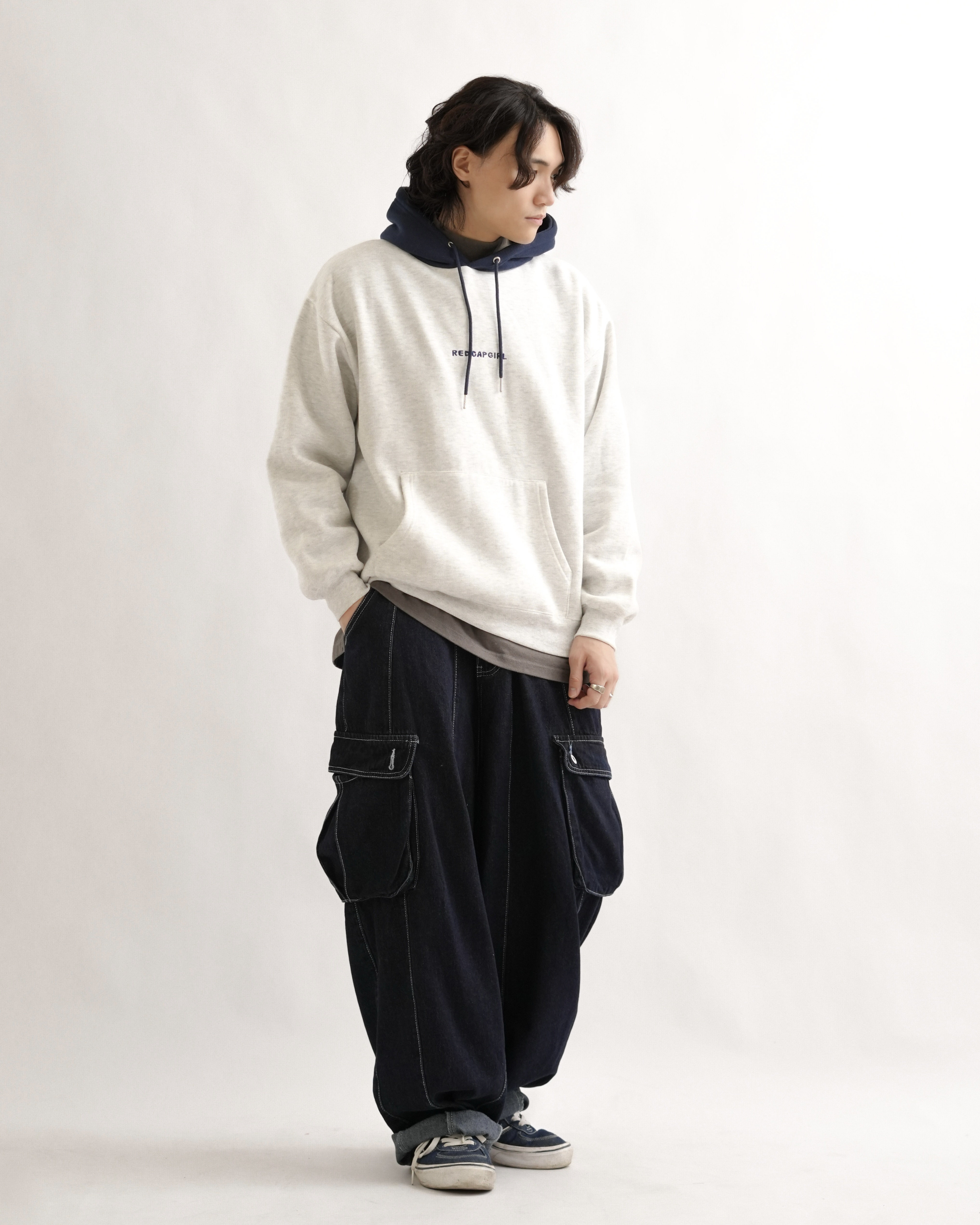 ML081 原色牛仔口袋闊腿褲-藍色