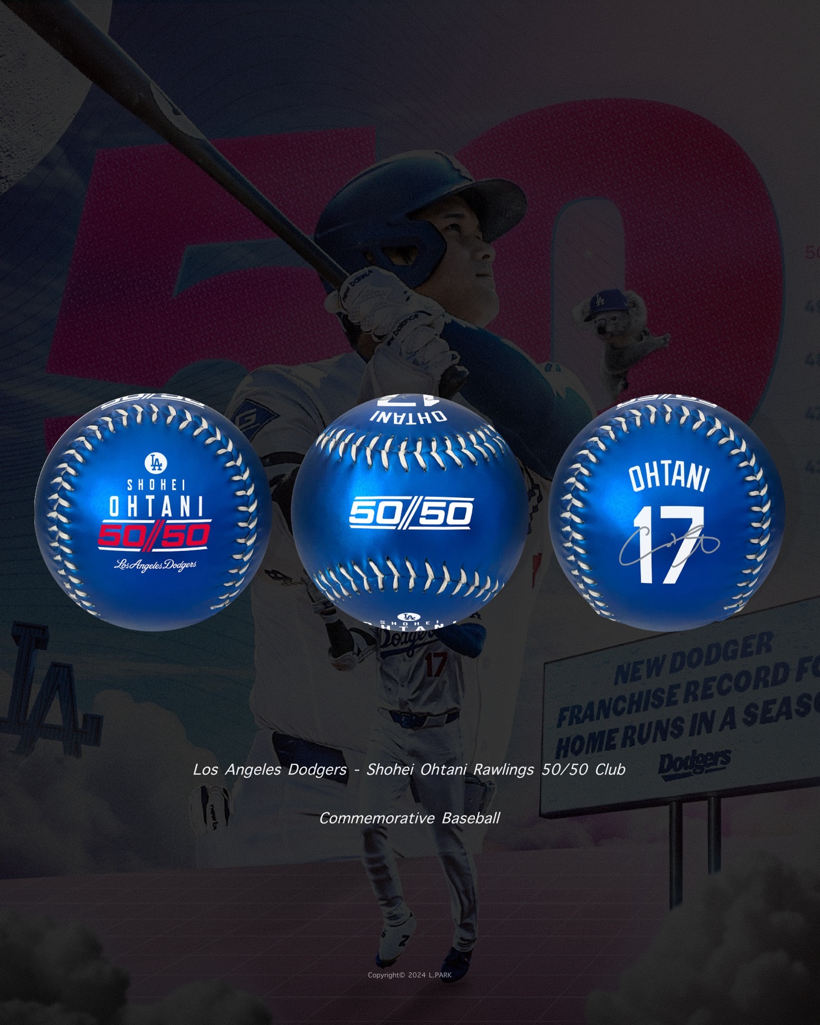 Los Angeles Dodgers - Shohei Ohtani Rawlings 50/50 Club Commemorative Baseball
