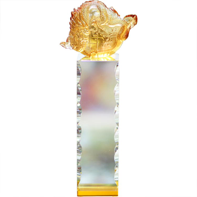 鹿港窯琉璃擺飾獎座|龍鳳麒麟系列 龍行天下B 彰顯王者風範與榮耀象徵