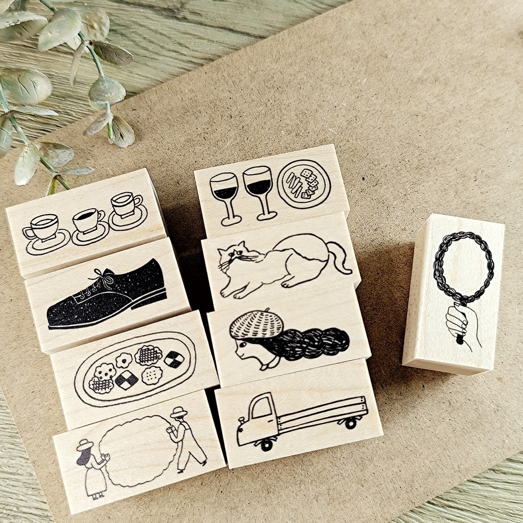 日本Necktie．20x40mm長形木頭印章 九款