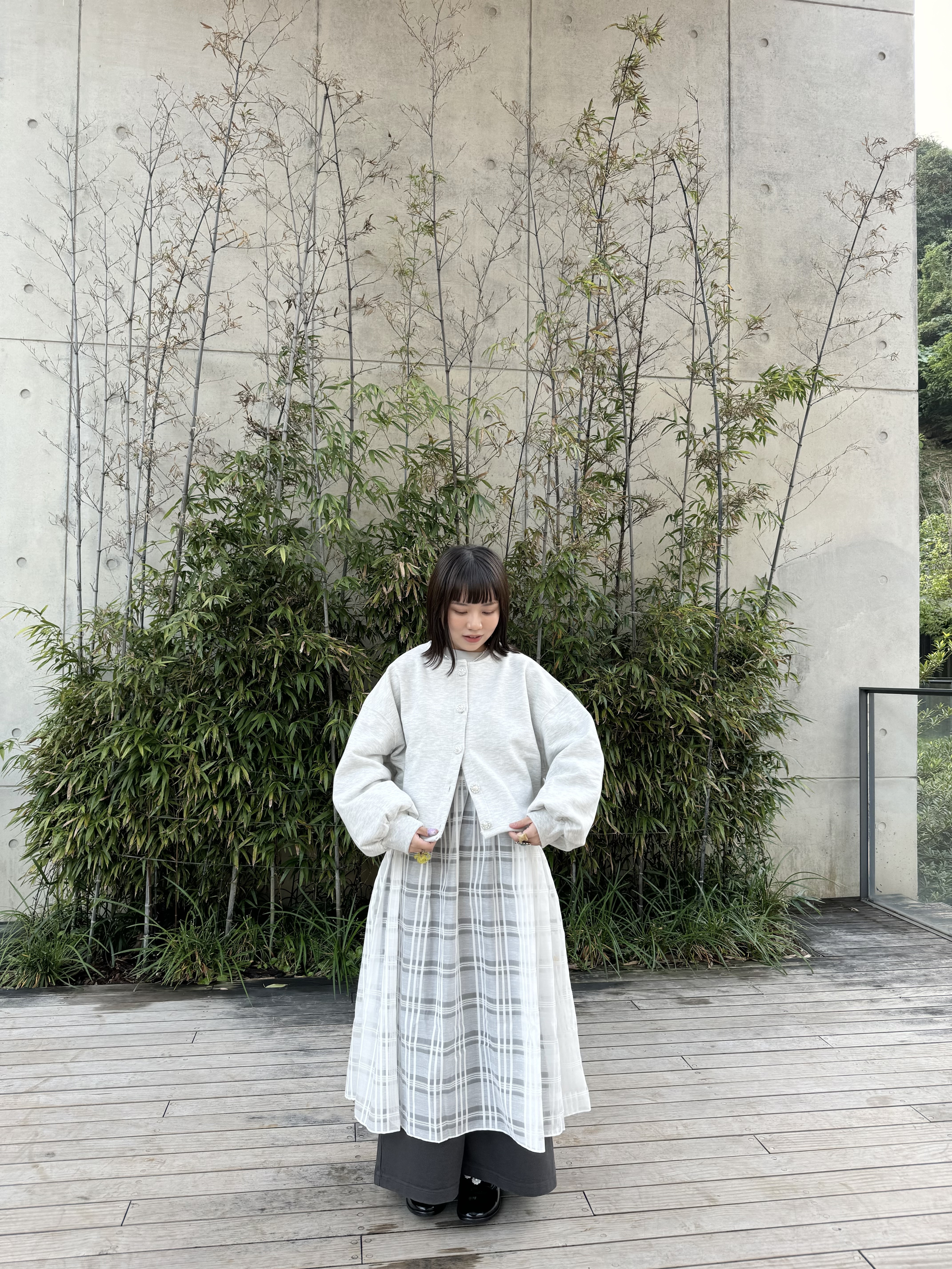 Vol.93 訂製款 靚格泡泡袖長layer( White )