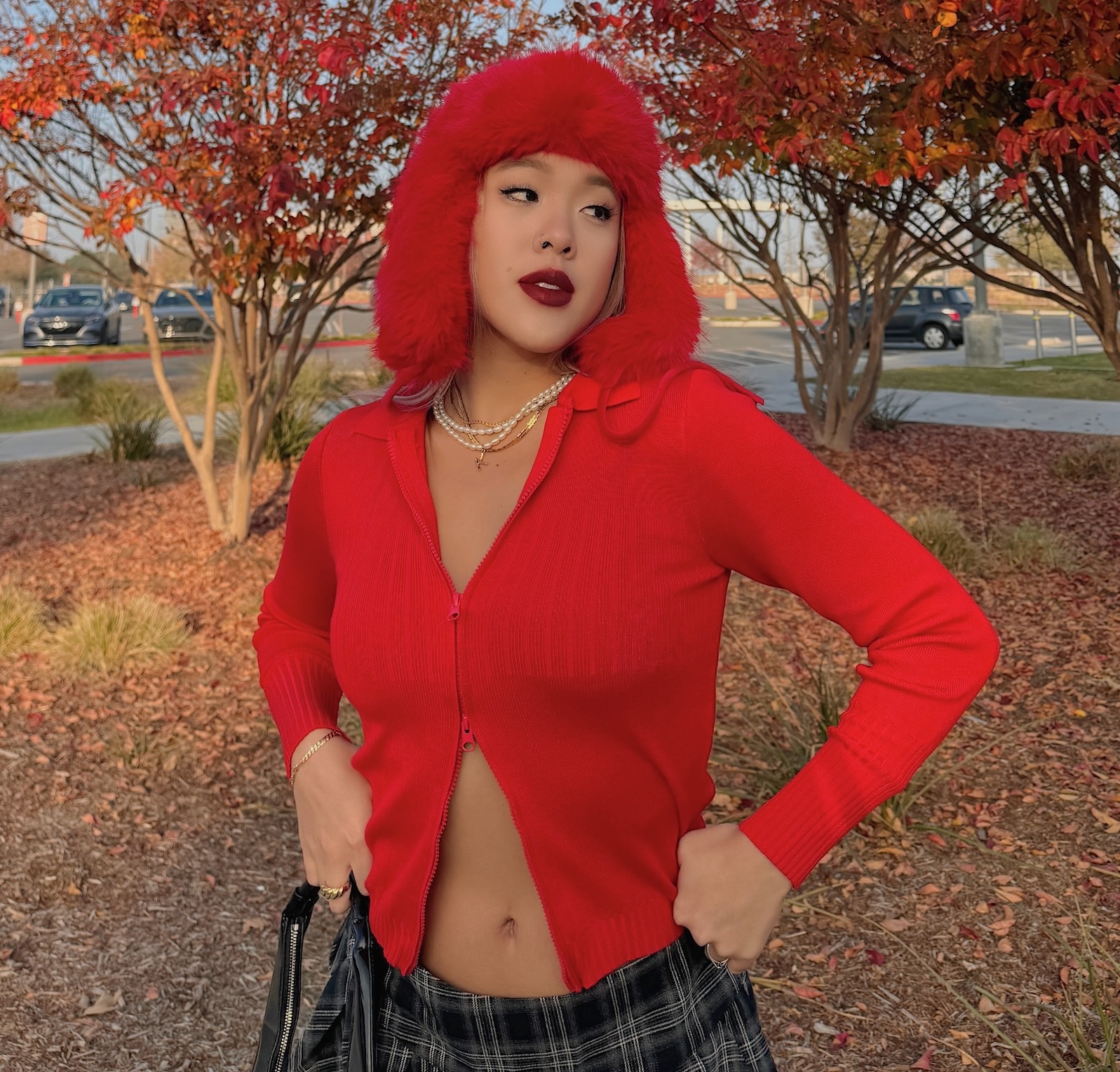 毛茸茸寶貝♥️紅色毛絨雷鋒帽