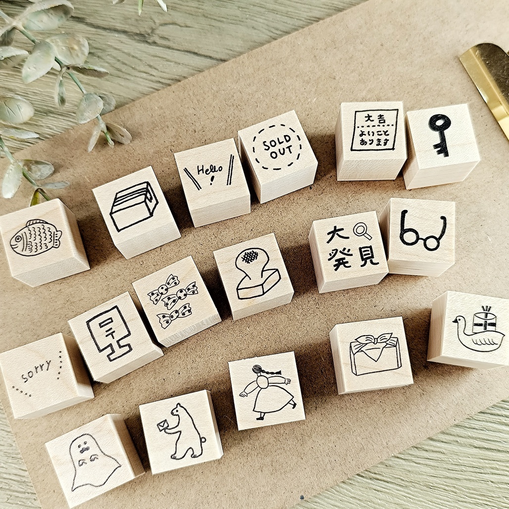 日本Necktie．20x20mm木頭印章 17款