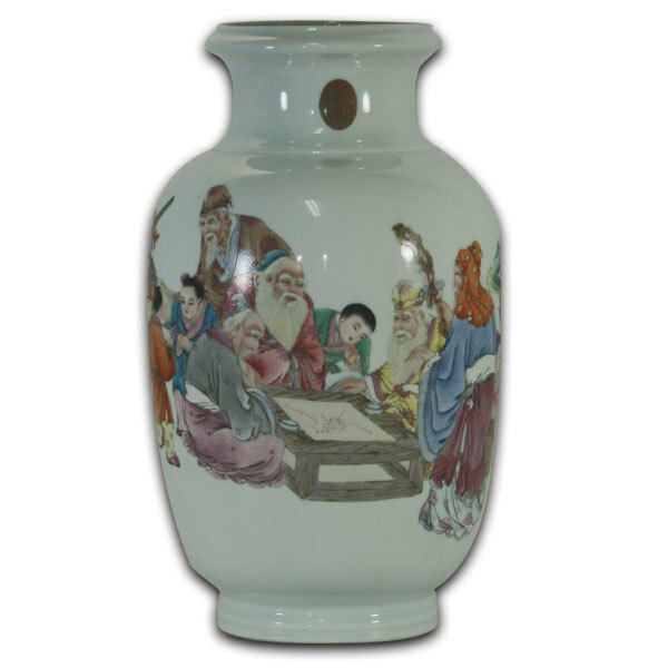 鹿港窯 |居家開運粉彩瓷器人物圖花瓶