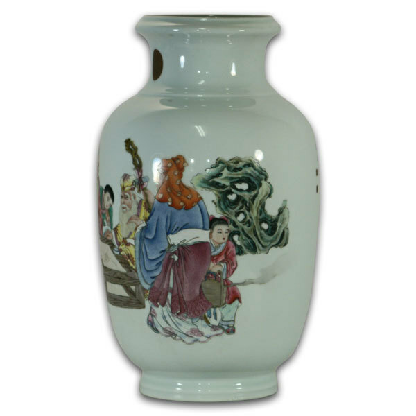 鹿港窯 |居家開運粉彩瓷器人物圖花瓶