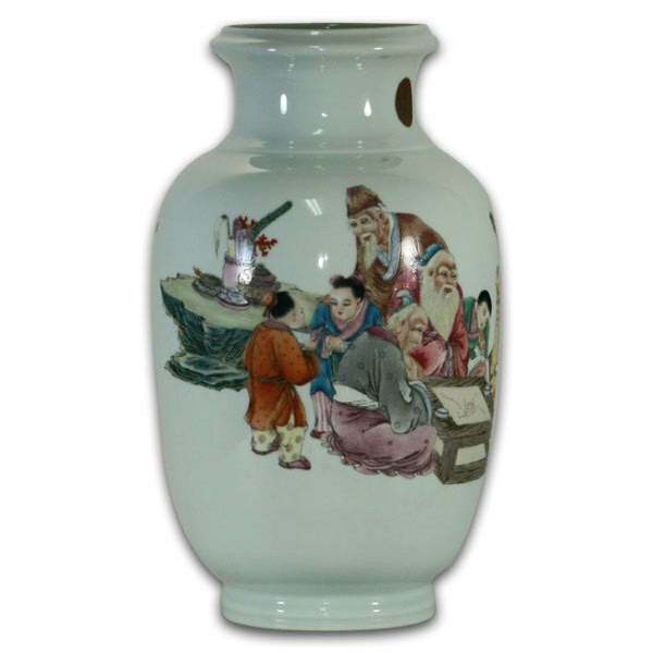 鹿港窯 |居家開運粉彩瓷器人物圖花瓶