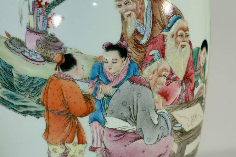 鹿港窯 |居家開運粉彩瓷器人物圖花瓶