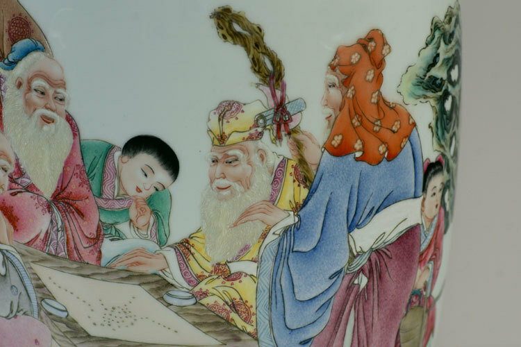 鹿港窯 |居家開運粉彩瓷器人物圖花瓶