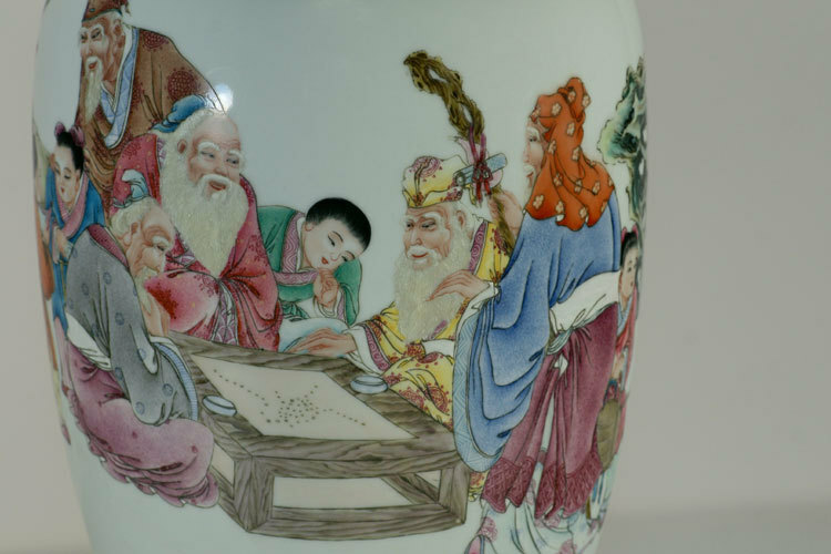 鹿港窯 |居家開運粉彩瓷器人物圖花瓶