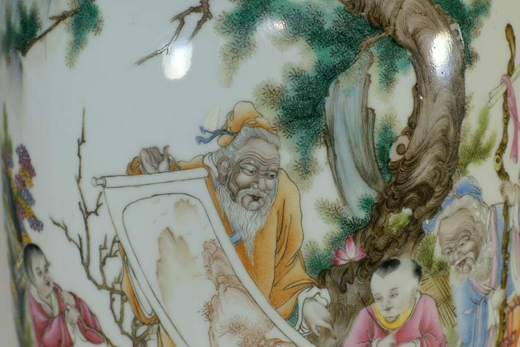 鹿港窯 |居家開運粉彩瓷器人物圖花瓶