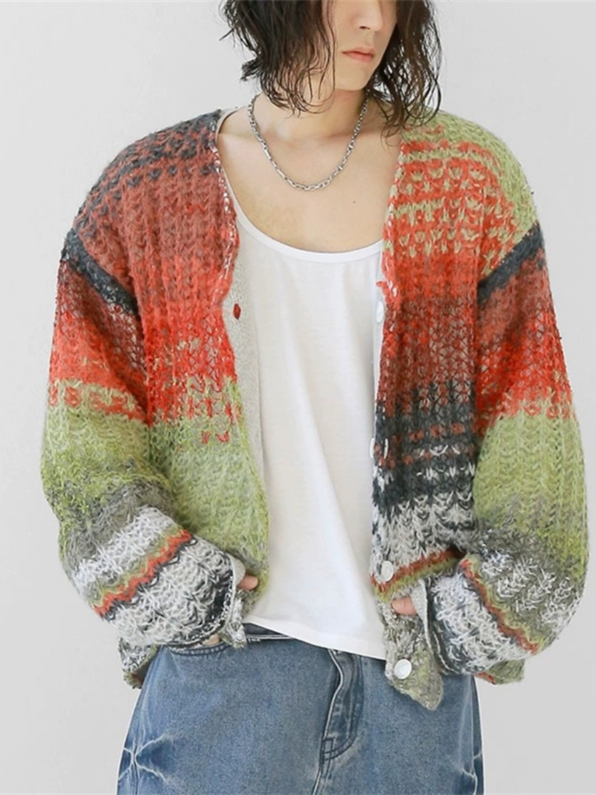 (獨家限時優惠) 羊毛雙面穿漸層開襟衫