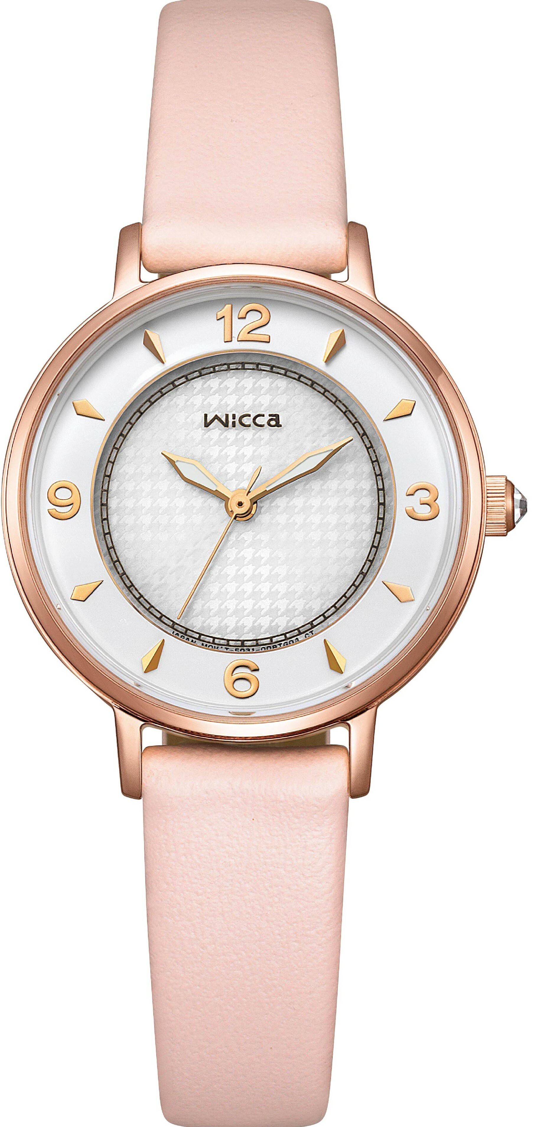 萬年鐘錶 - Citizen - Wicca 千鳥格紋面盤太陽能皮革錶帶女錶  KP3-465-16  錶徑28.1MM