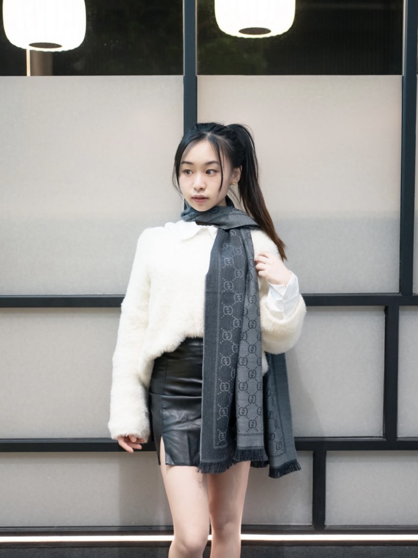 GUCCI GG提花圖案針織圍巾