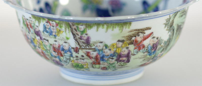 鹿港窯 | 百子千福粉彩瓷器碗