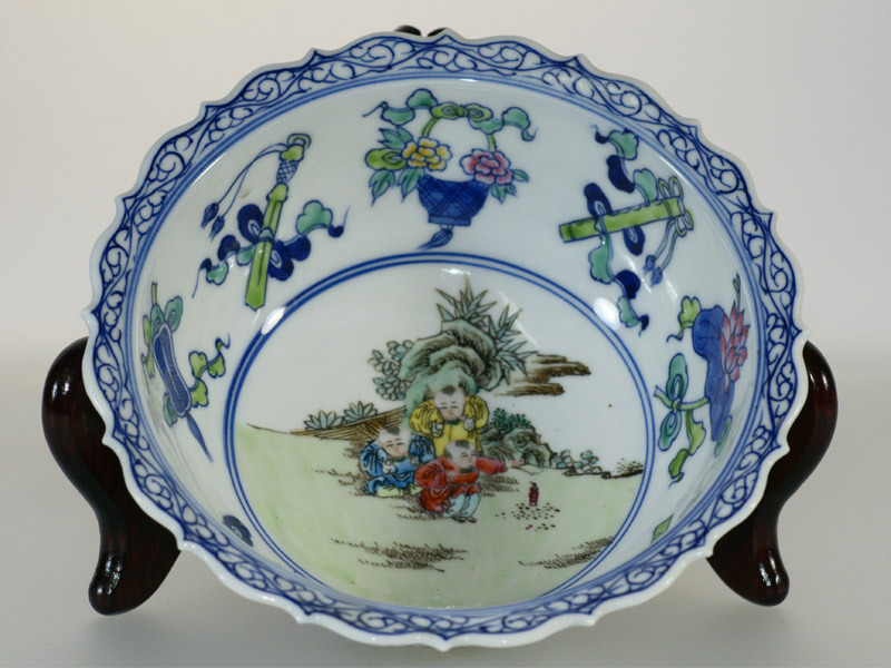 鹿港窯 | 百子千福粉彩瓷器碗