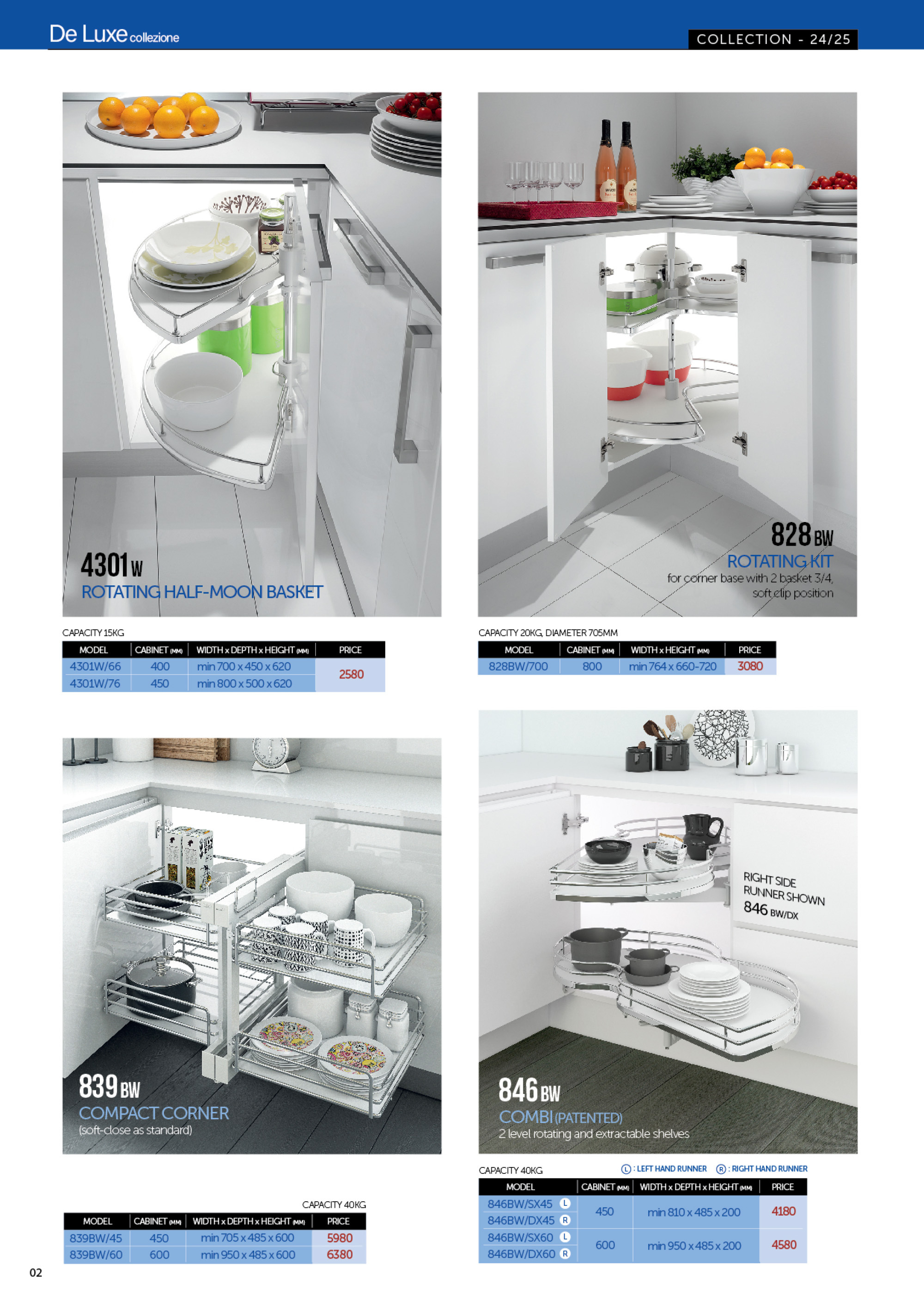 inoxa 4301w, 8285bw, 839bw, 846bw 轉角櫃拉籃