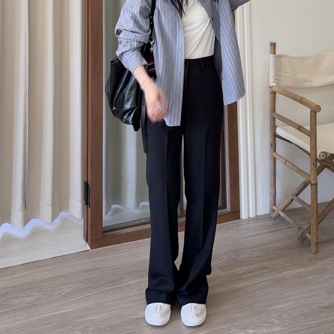 Y21微喇叭高級西褲(黑/SM)