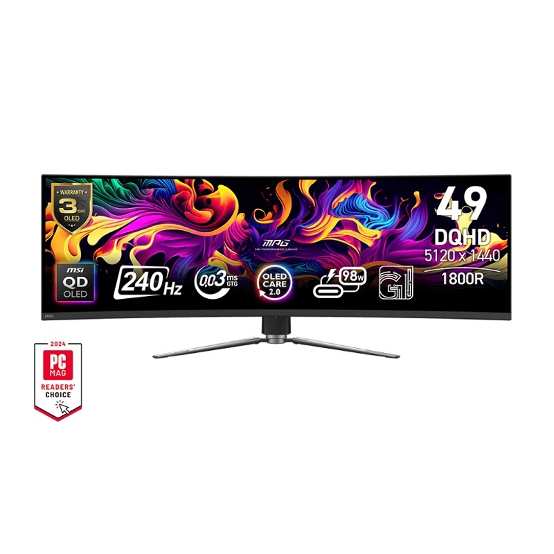 米特3C數位–MSI 微星 MPG 491CQPX QD-OLED DQHD/240Hz/HDR 49吋曲面電競螢幕