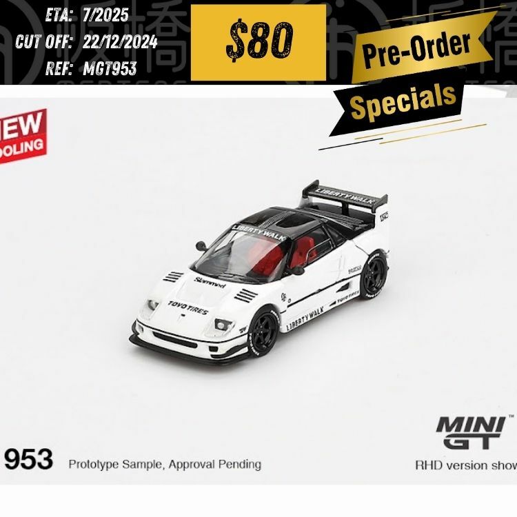 PO-$80  * MINI GT * 1:64 #953 Mazda AZ-1 Liberty Walk LB40 White 2024 Tokyo Auto Salon RHD [OD10/12]