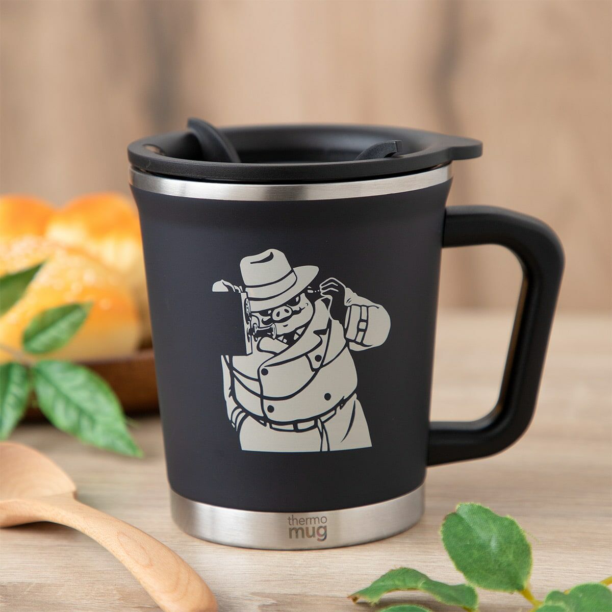 thermo mug真空雙層保溫杯 紅豬 電話中