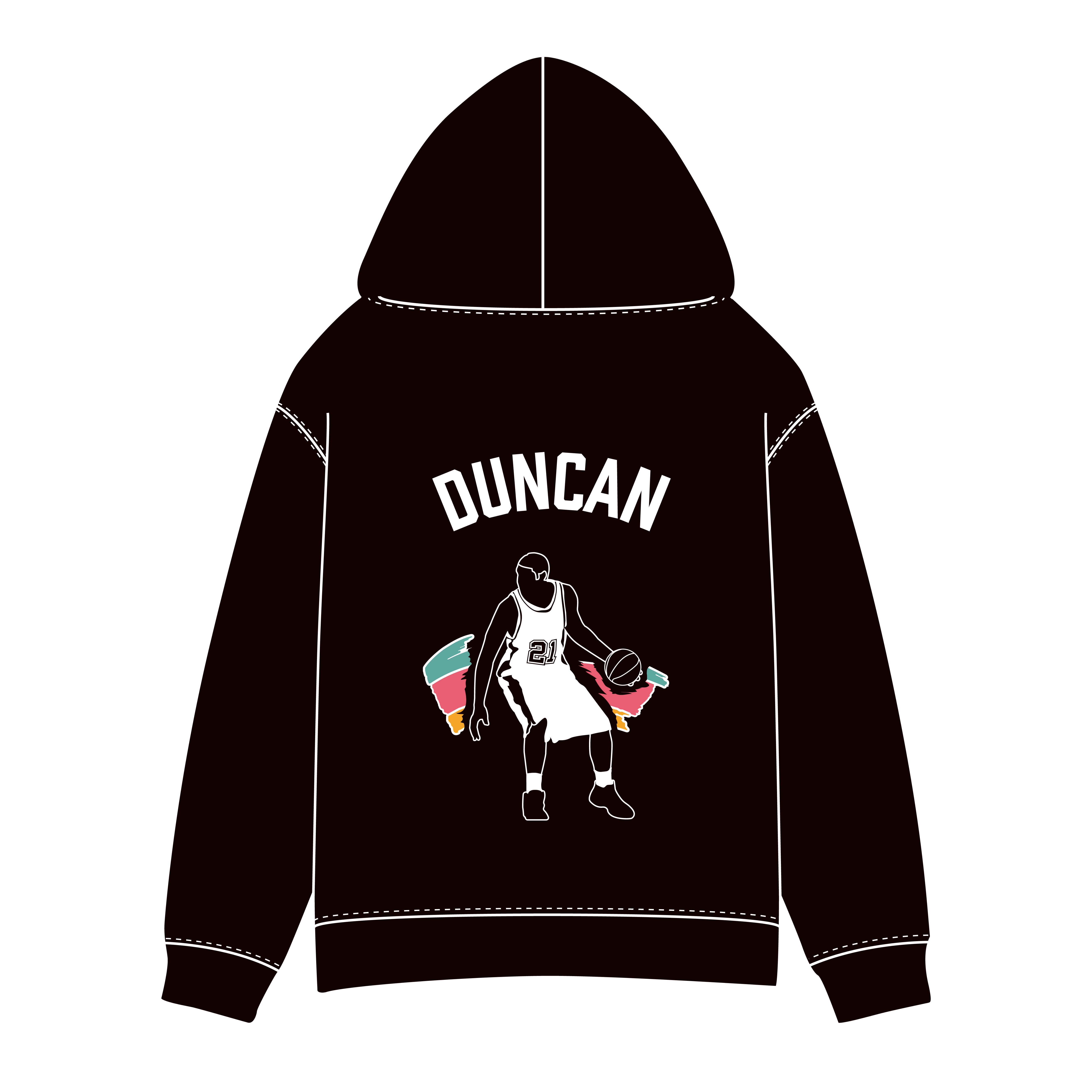 MY FAVORITE PLAYER IN SPURS：DUNCAN-馬刺黑款帽T