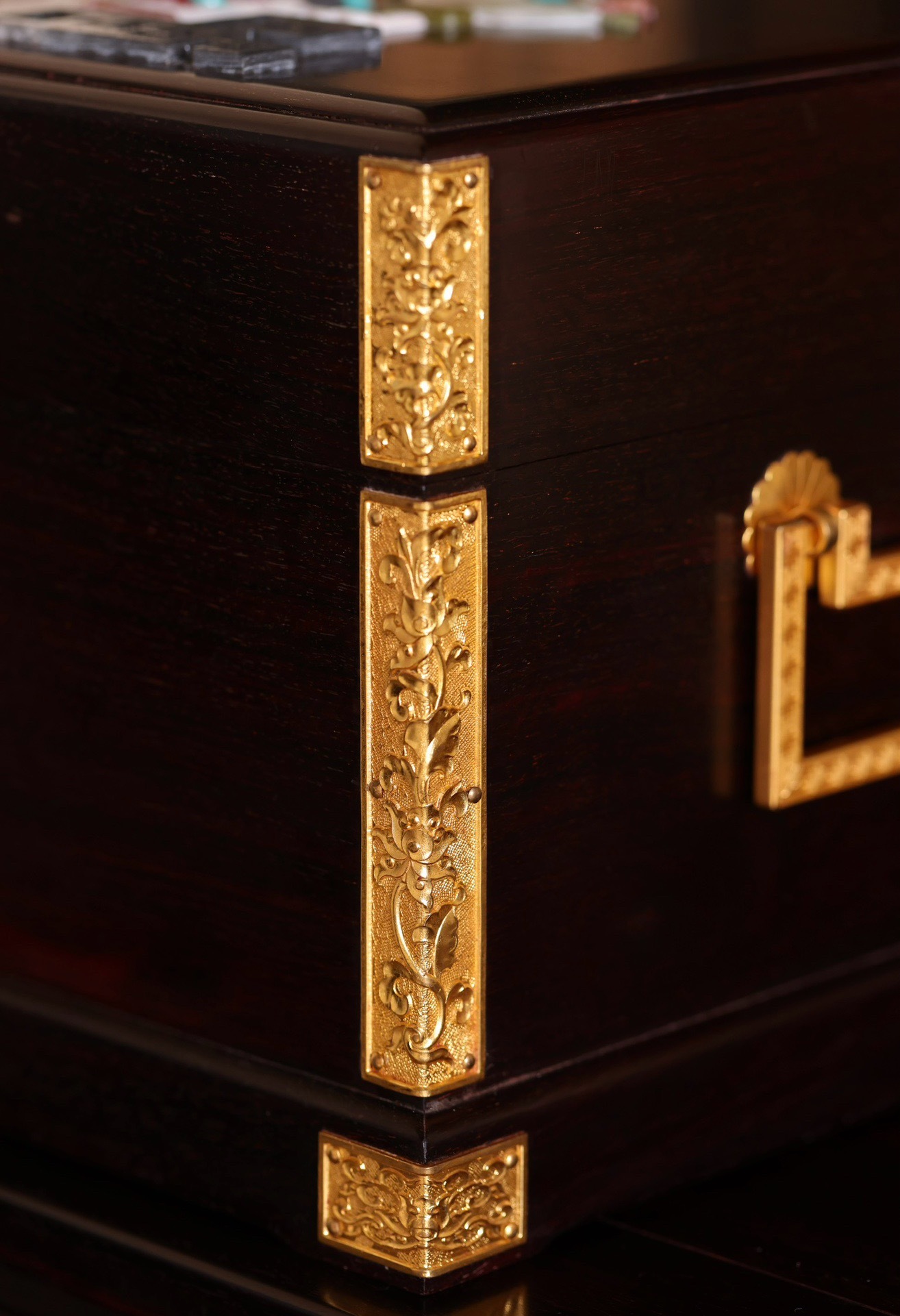 Gilt red sandalwood x hundred treasures inlaid "Fu Lu Da Ji Jewelry Box"