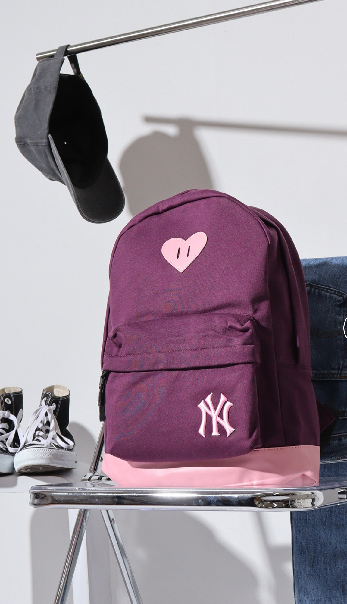 【預購】 J1210904 MLB 紫色拼色雙肩包（日本限定）