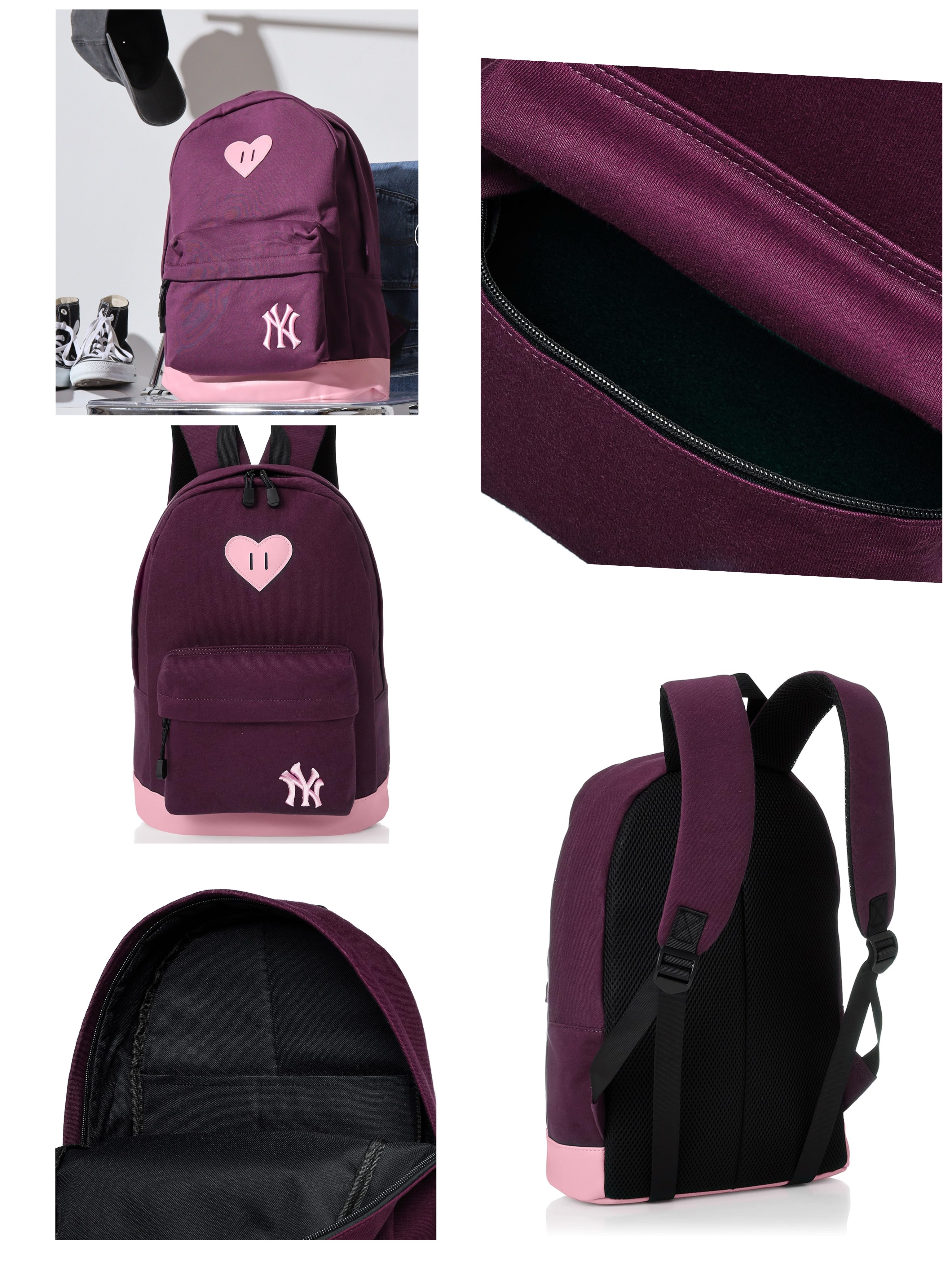 【預購】 J1210904 MLB 紫色拼色雙肩包（日本限定）