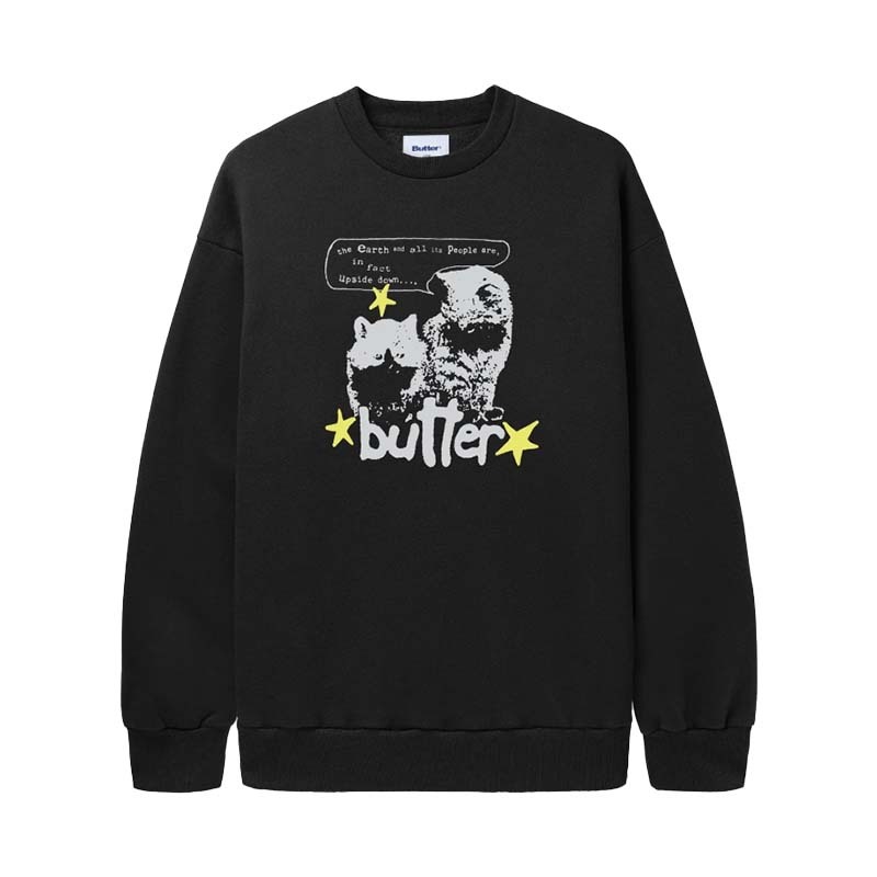 Butter Goods Upside Down Crewneck 大學踢 黑色 長袖 BG242A30600 [台灣現貨]