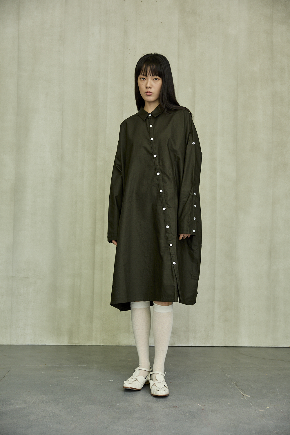 斜門襟襯衫式洋裝