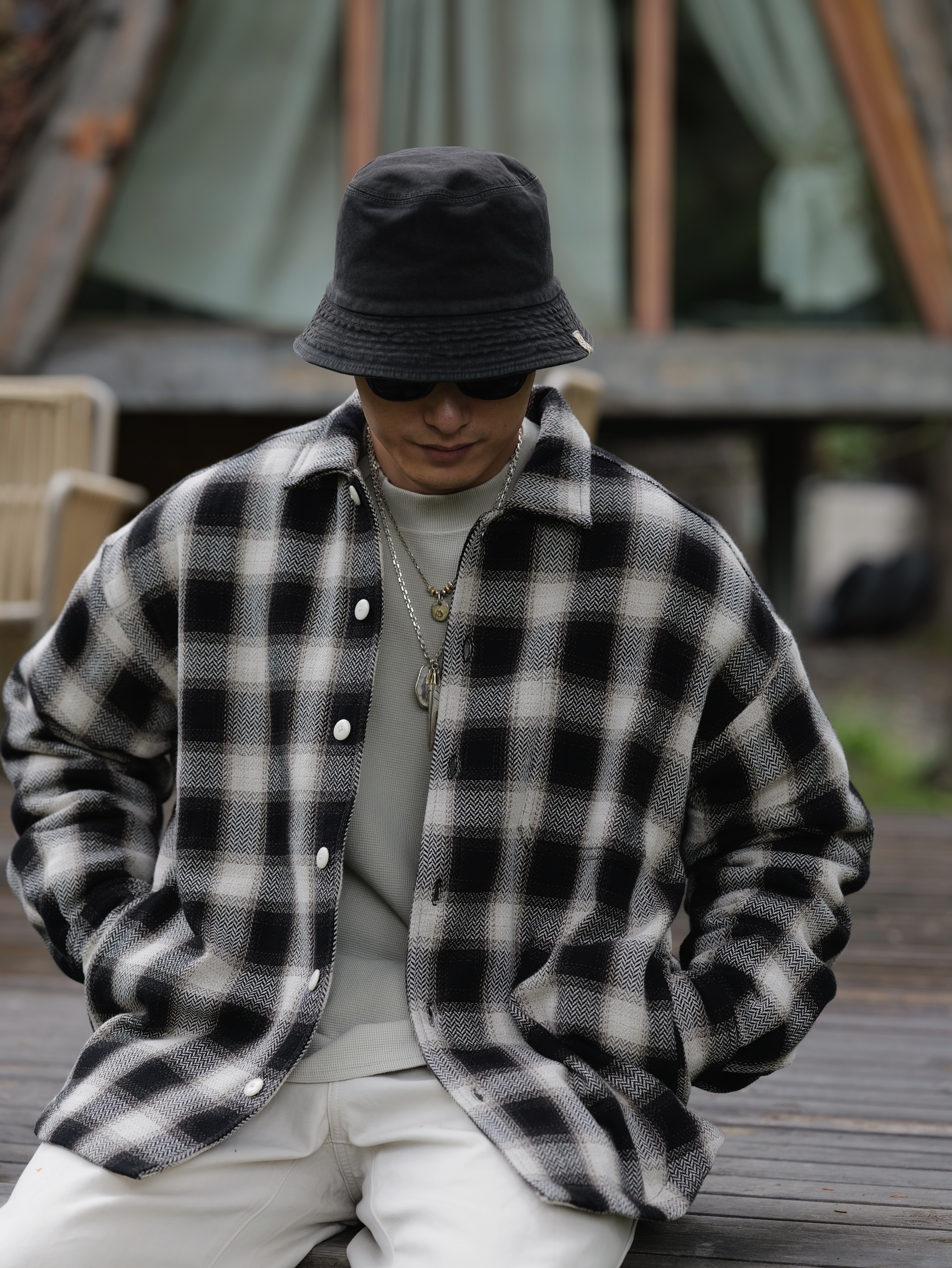 #預購 UNBENT 24AW 保暖加厚 3M新雪麗棉 黑白格子 襯衫 外套