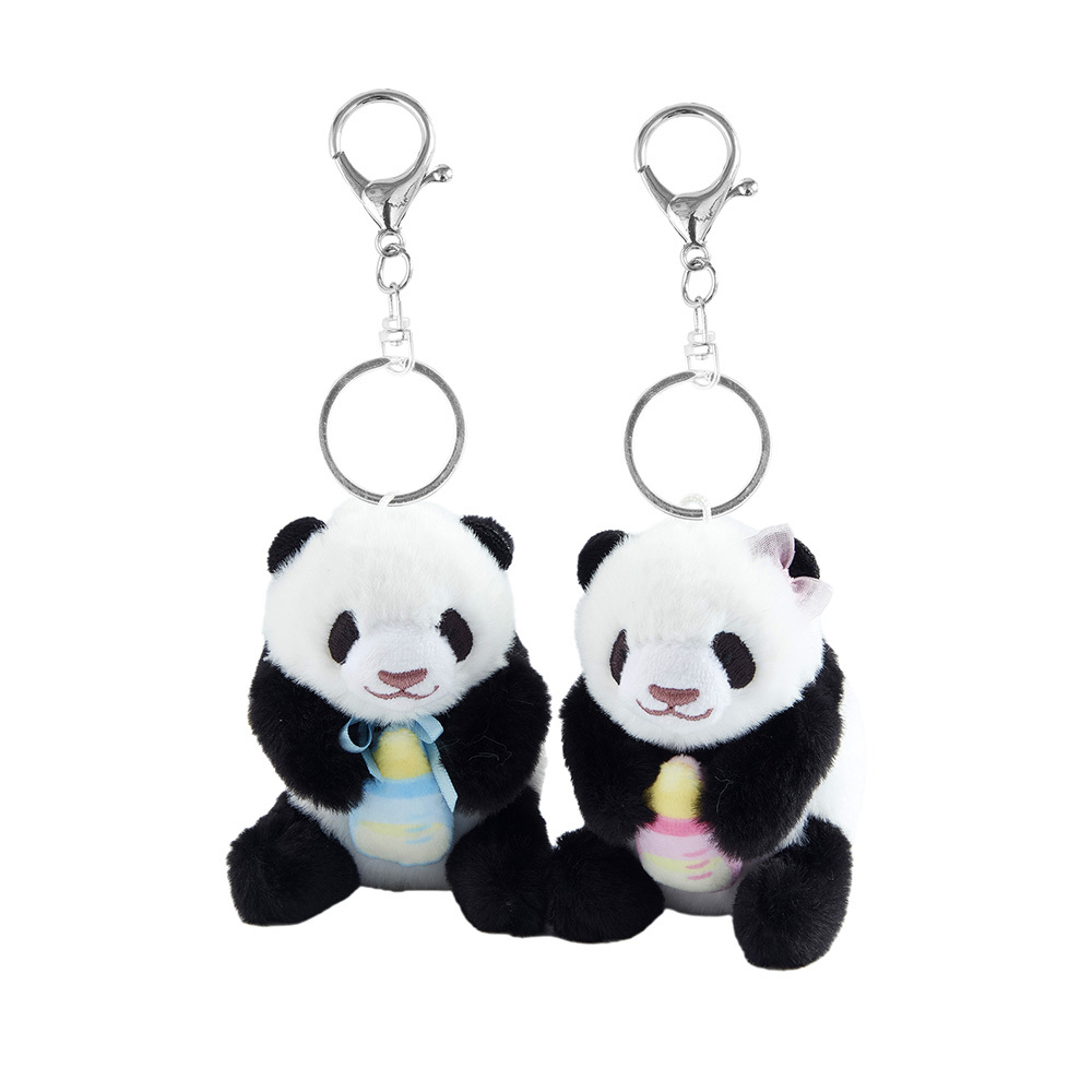 Panda Cubs Pair Plush Keychain – Milk