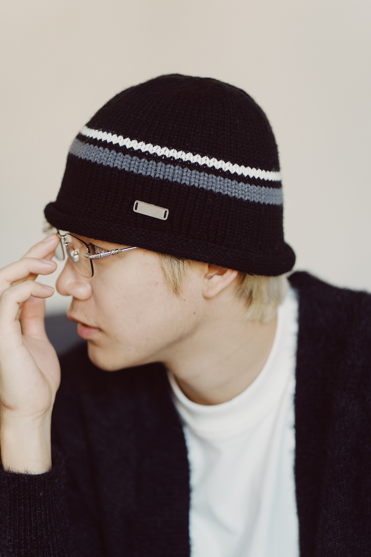 Fumble 厚棉針織間條冷帽