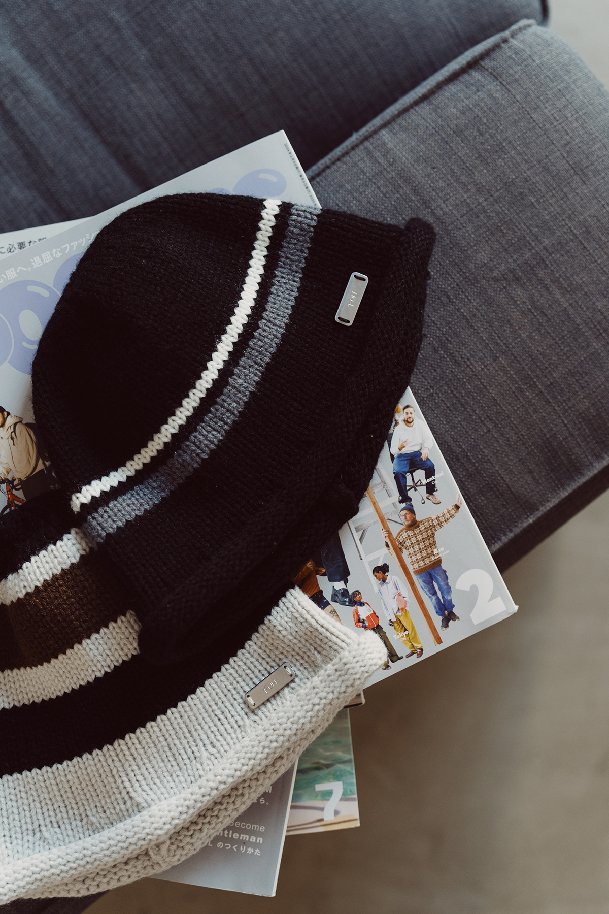 Fumble 厚棉針織間條冷帽