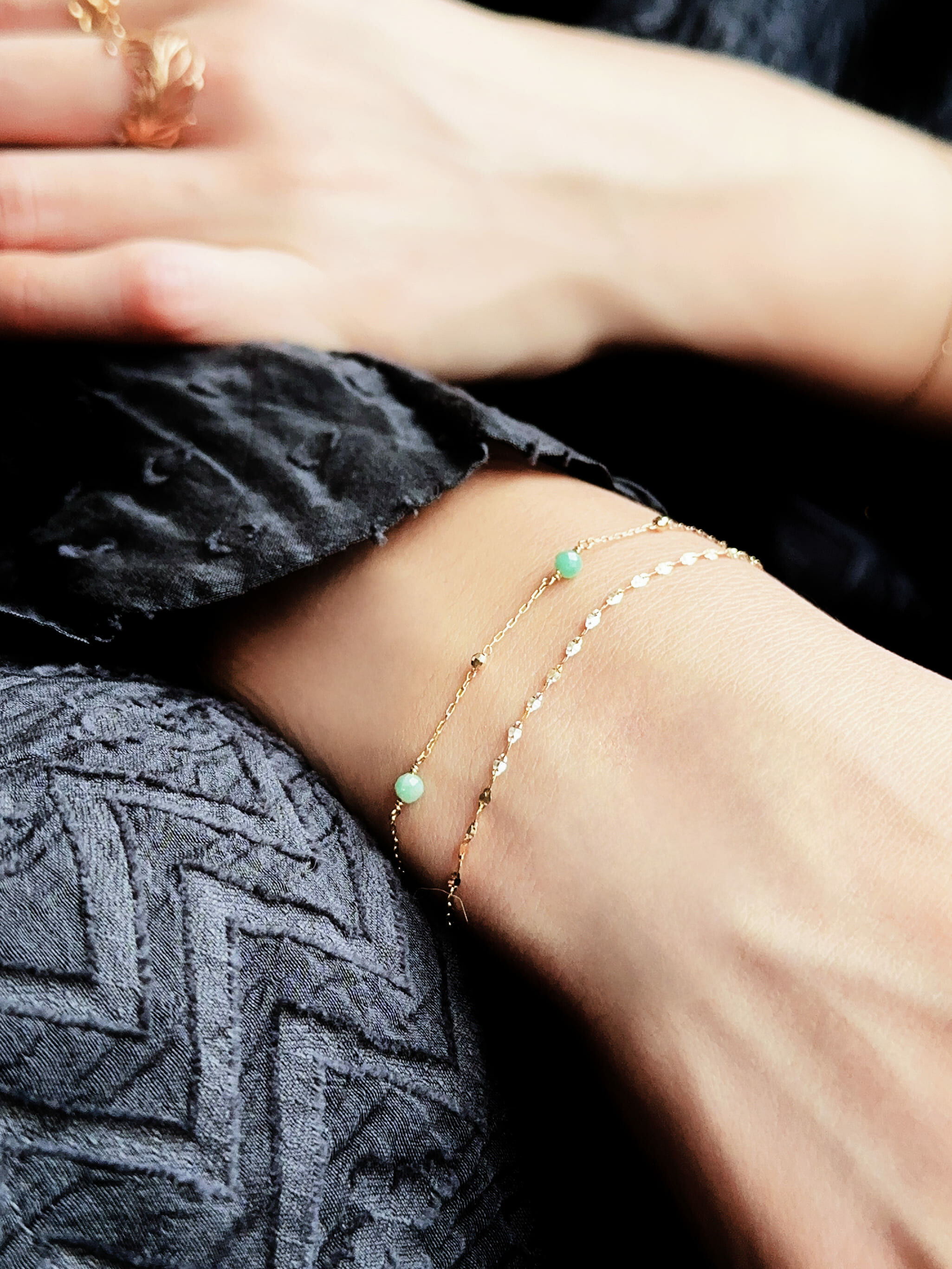 穗花雙鍊手鍊｜祖母綠