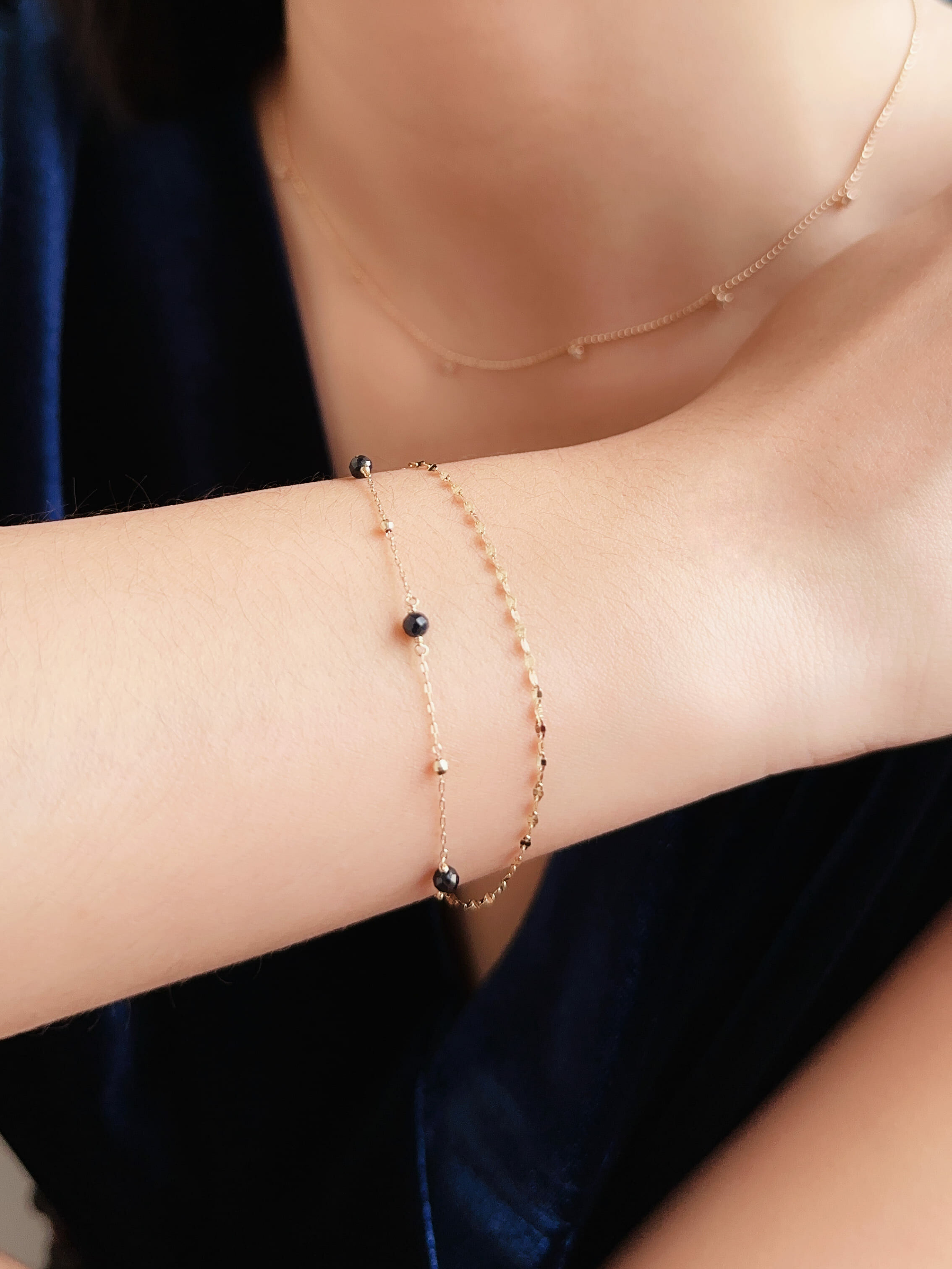 穗花雙鍊手鍊｜藍寶石